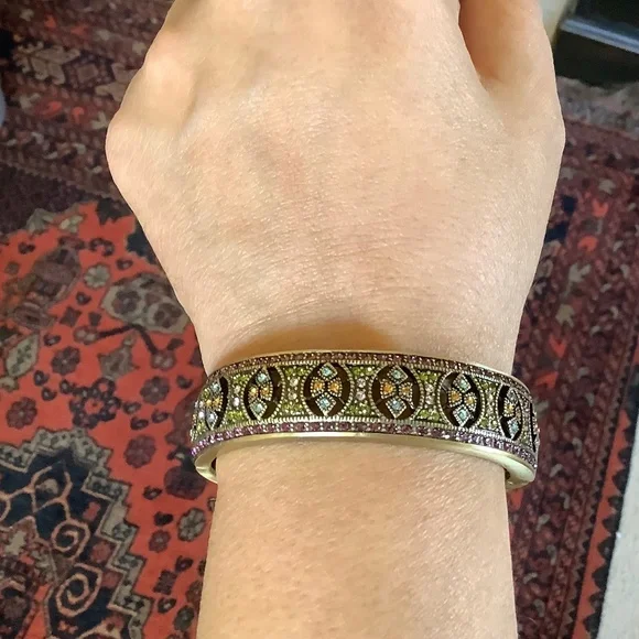 Heidi Daus Mosaic Masterpiece Crystal Bangle Bracelet SZ S/M